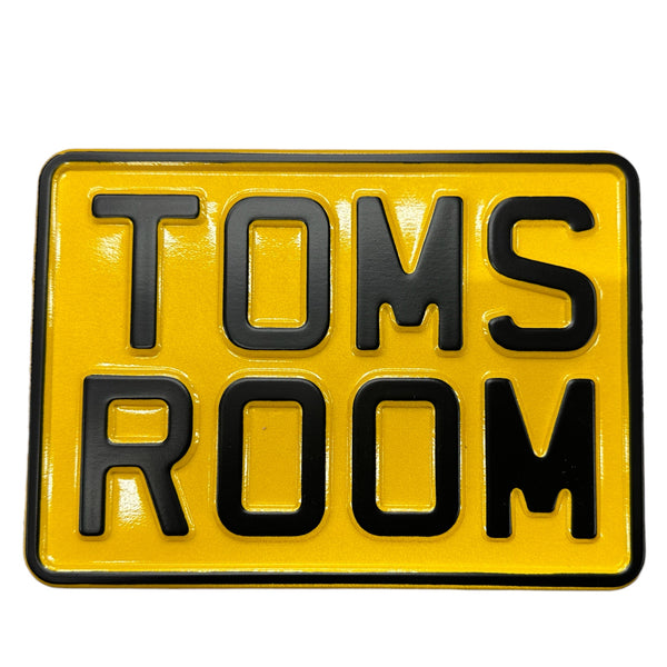 Yellow Metal Pressed 7×5 Motorbike Number Plate