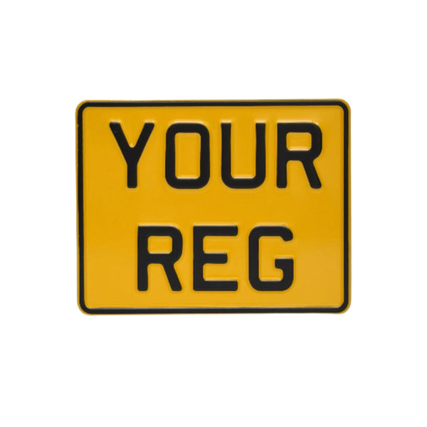 Yellow Metal Pressed 7.5 × 6 Motorbike Number Plate