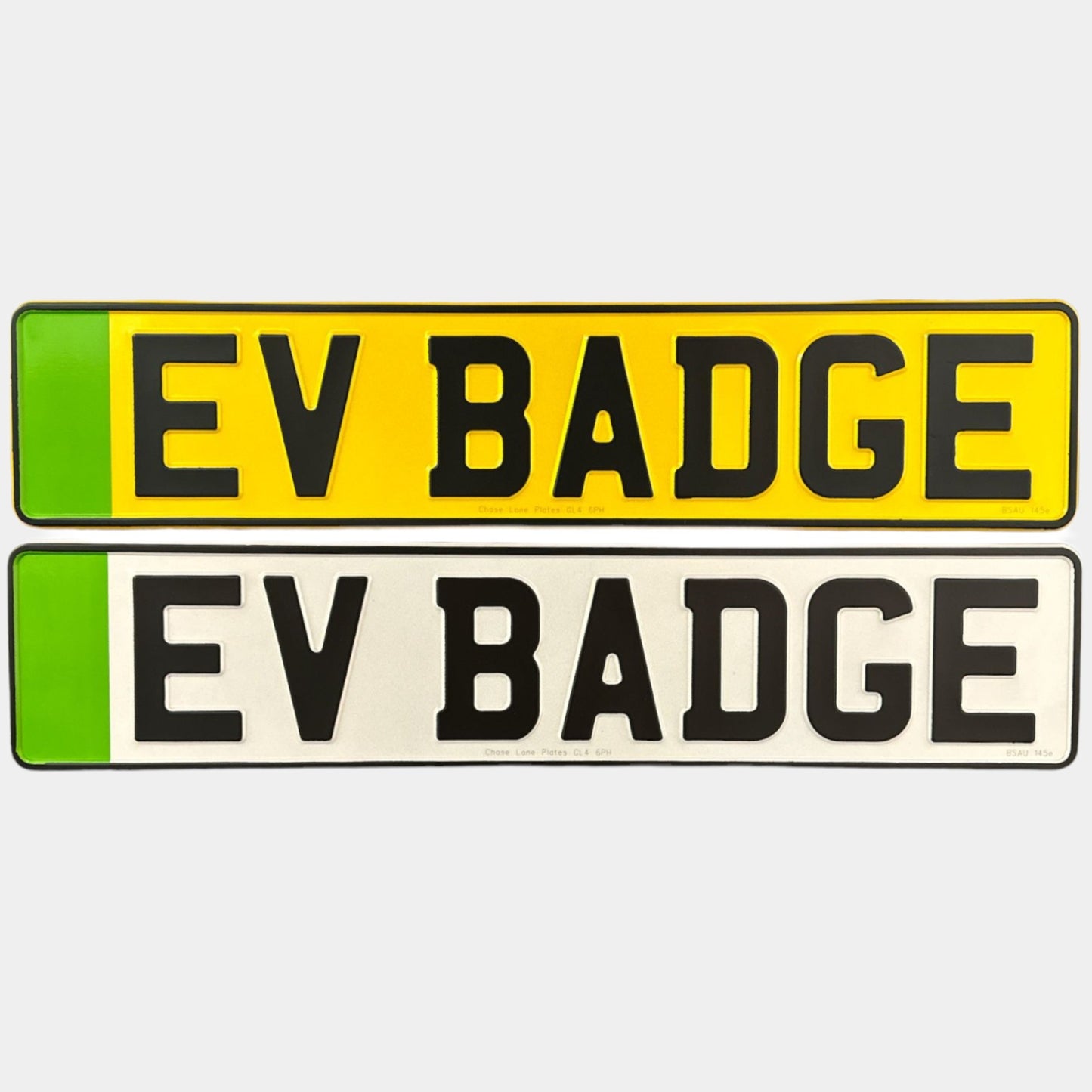 Metal Pressed Number Plate - 520mm x 111mm EV Badge