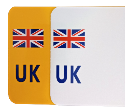 4D Ghost + UK Acrylic Number Plate – 520mm x 111mm