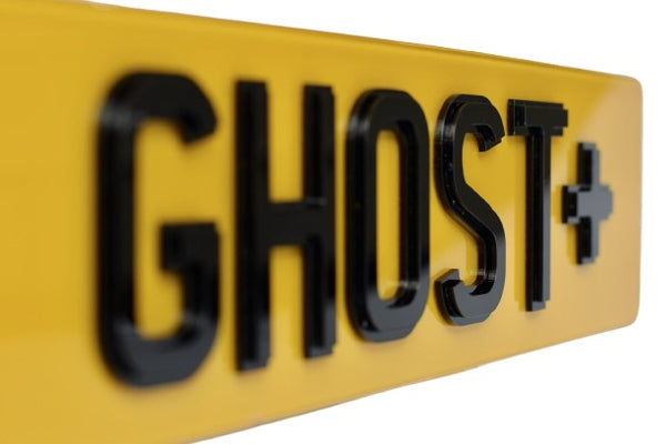 4D Ghost + UK Acrylic Number Plate – 520mm x 111mm