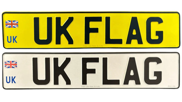 Metal Pressed Number Plate - 520mm x 111mm UK Badge